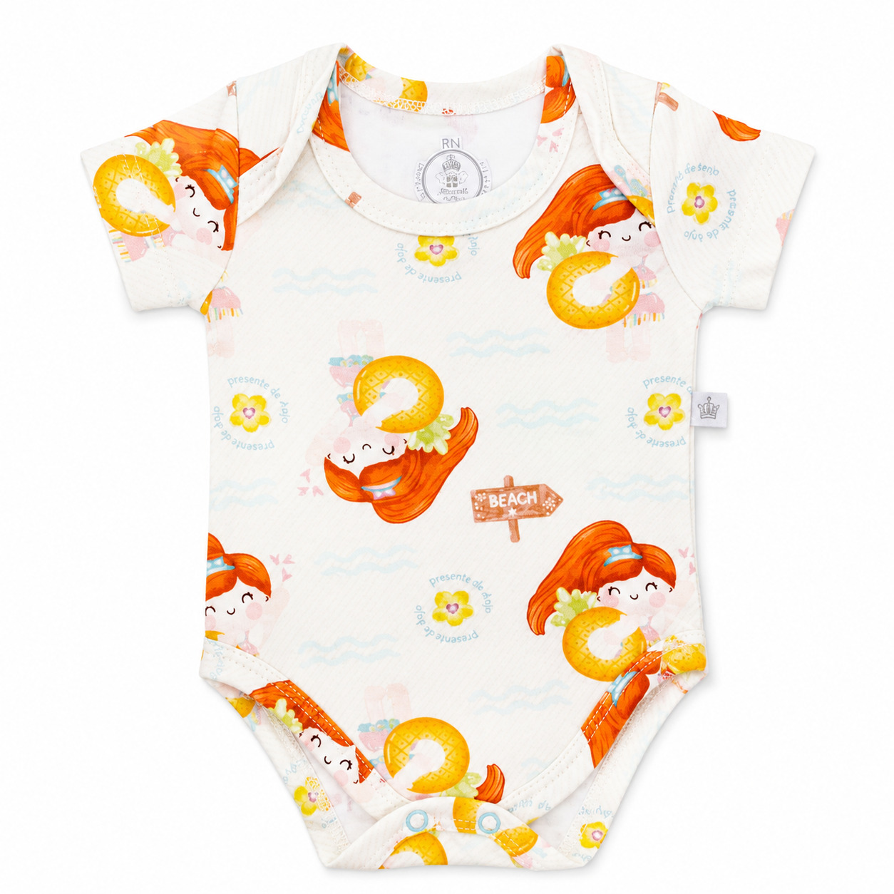 Kit Body Bebê Presente De Anjo Estampa Sereia 3 Peças Kit Body Bebê Presente De Anjo Estampa Sereia 3 Peças
