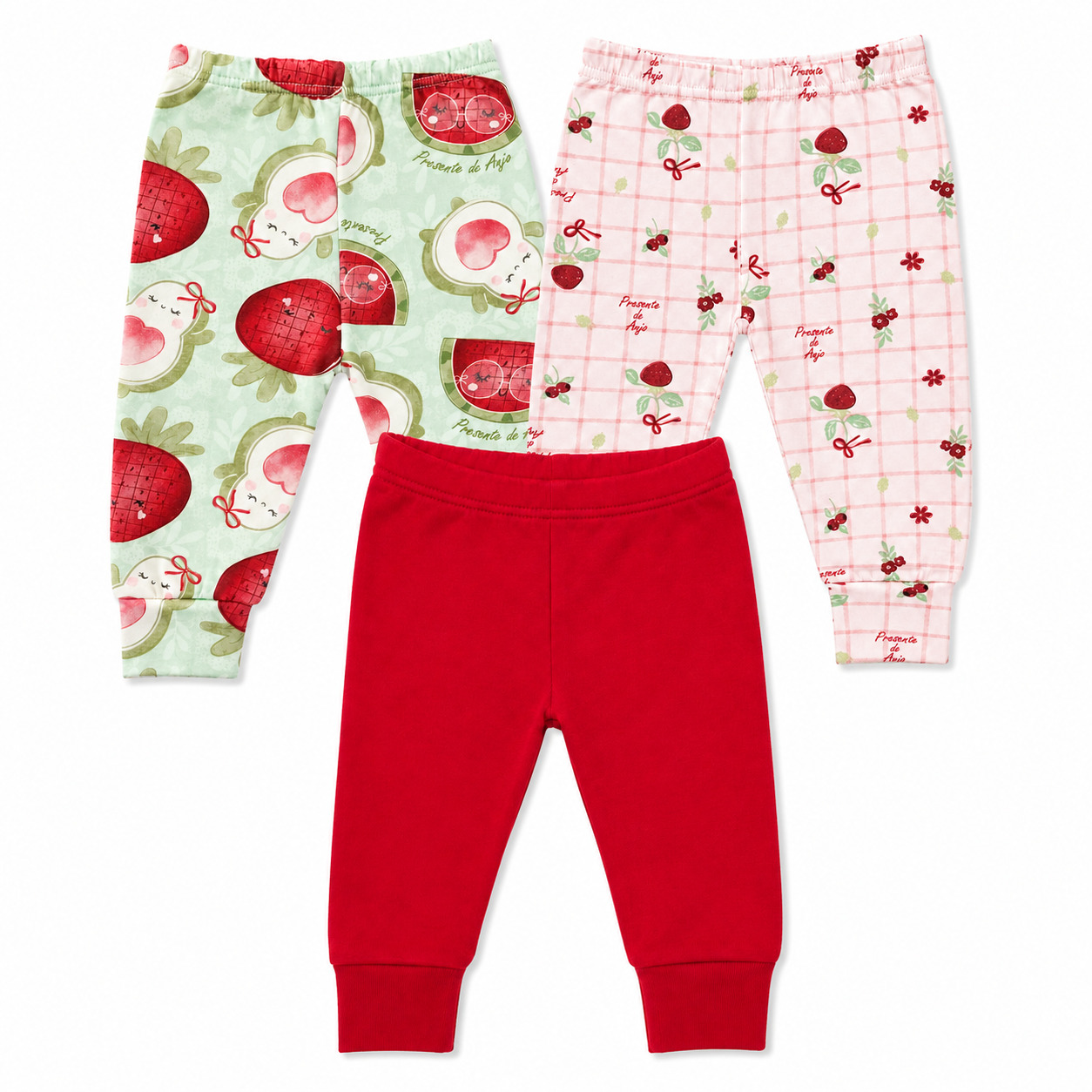Kit Mijão Bebê Presente De Anjo Estampa Frutas 3 Peças