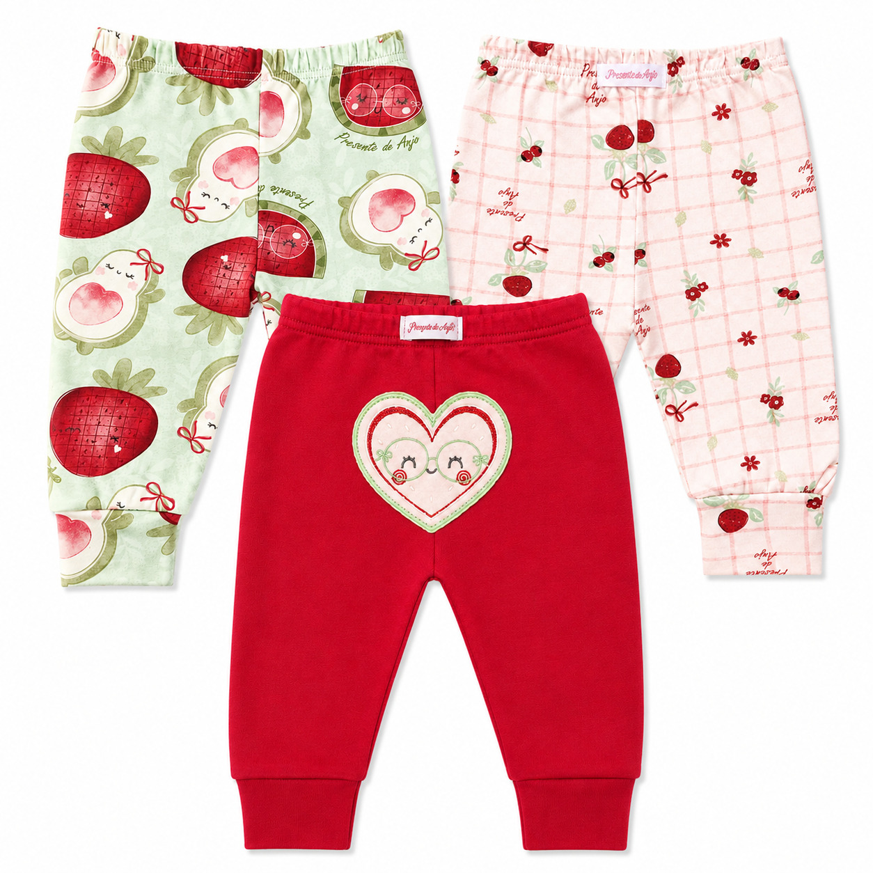 Kit Mijão Bebê Presente De Anjo Estampa Frutas 3 Peças