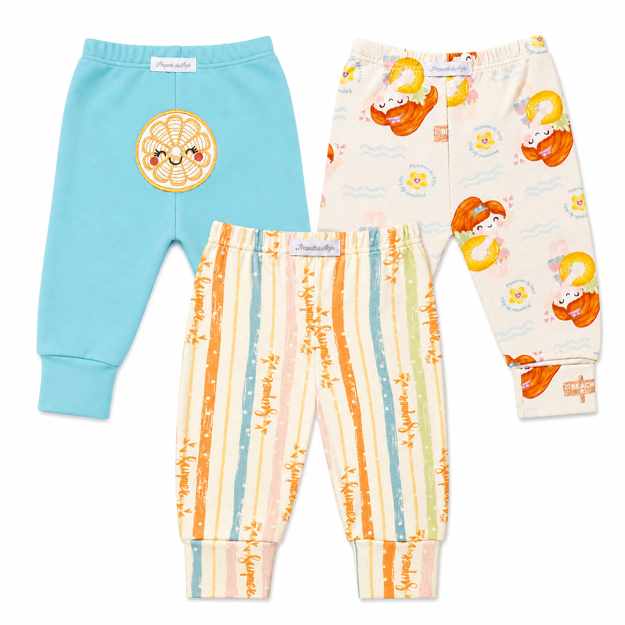 Kit Mijão Bebê Presente De Anjo Estampa Sereia 3 Peças