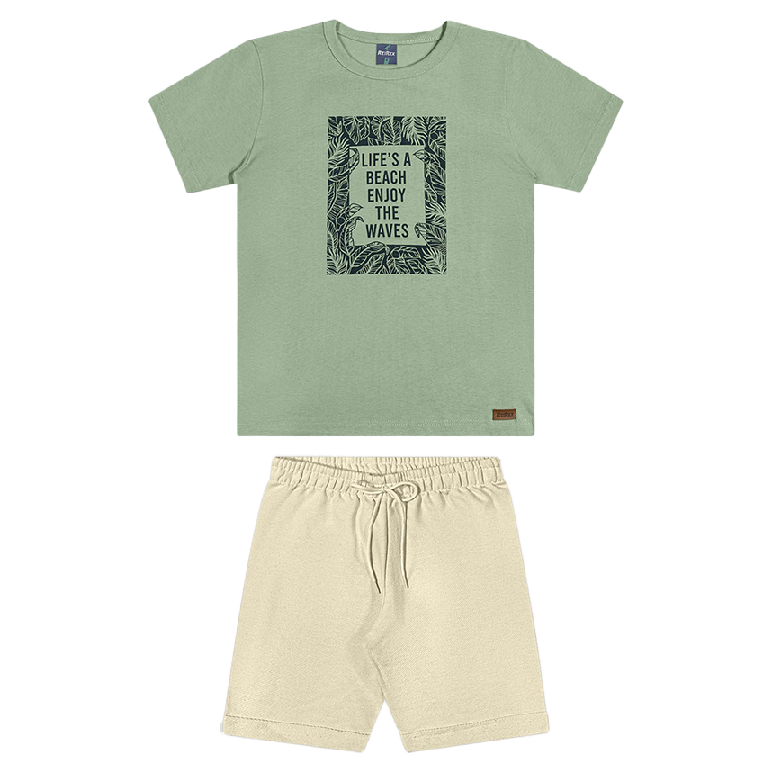 Conjunto Infantil Rei Rex Camiseta Estampada e Bermuda