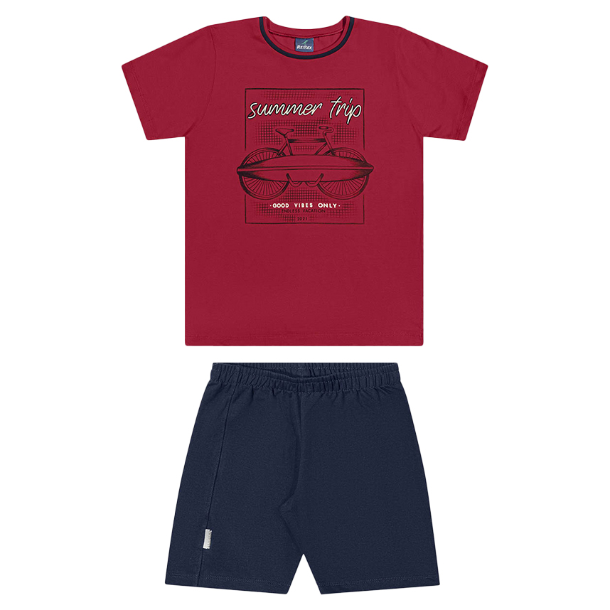 Conjunto Juvenil Rei Rex Camiseta Estampa Summer e Bermuda