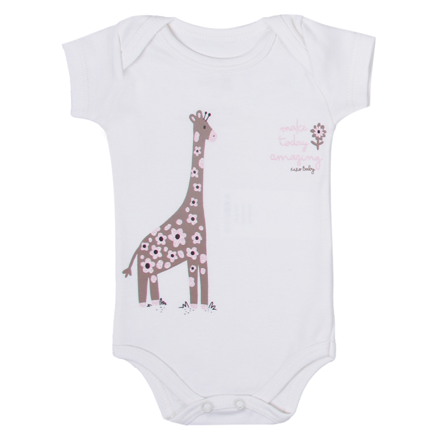 Kit Body Bebê Kiko Baby Manga Curta Estampa Girafa 3 Peças