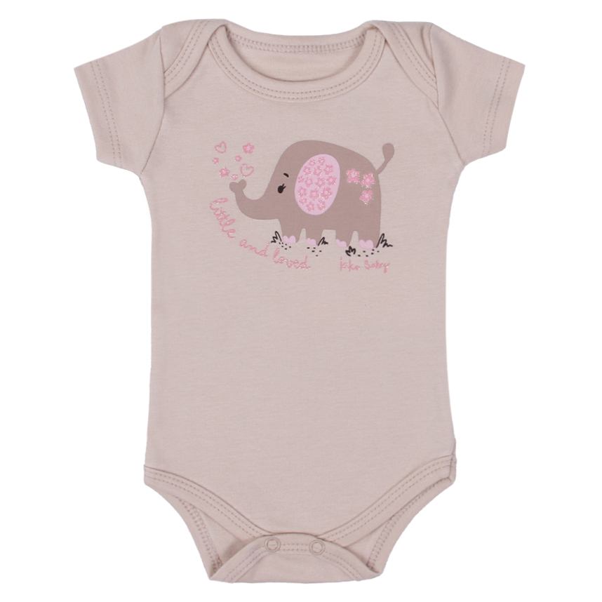 Kit Body Bebê Kiko Baby Manga Curta Estampa Safari 3 Peças