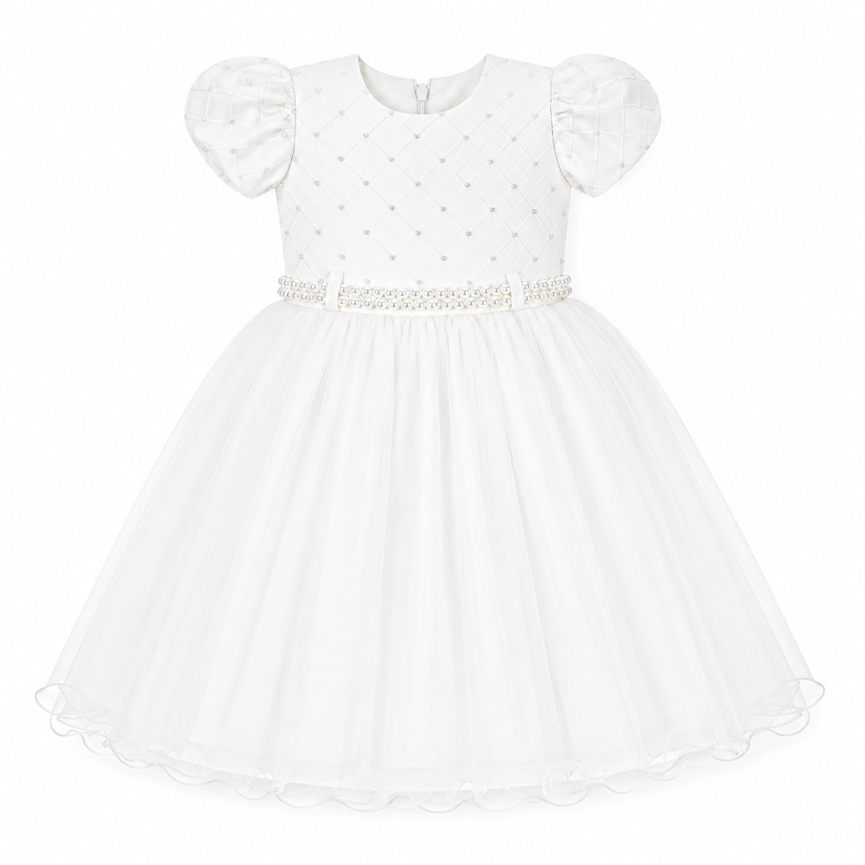 Vestido Infantil Menina Bonita Bordado Com Pérolas e Tule