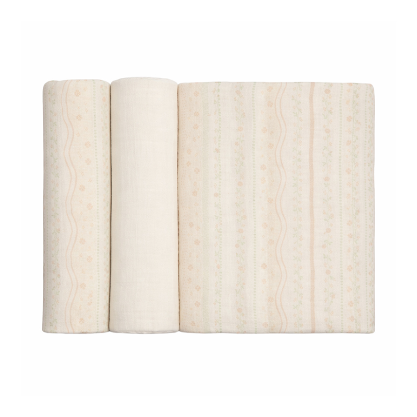 Cueiro Swaddle Bebê Papi Encantos Estampa Flores 3 Peças