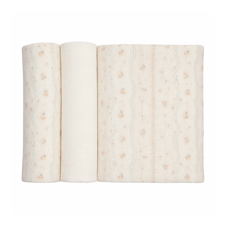 Cueiro Swaddle Bebê Papi Encantos Estampa Trator 3 Peças