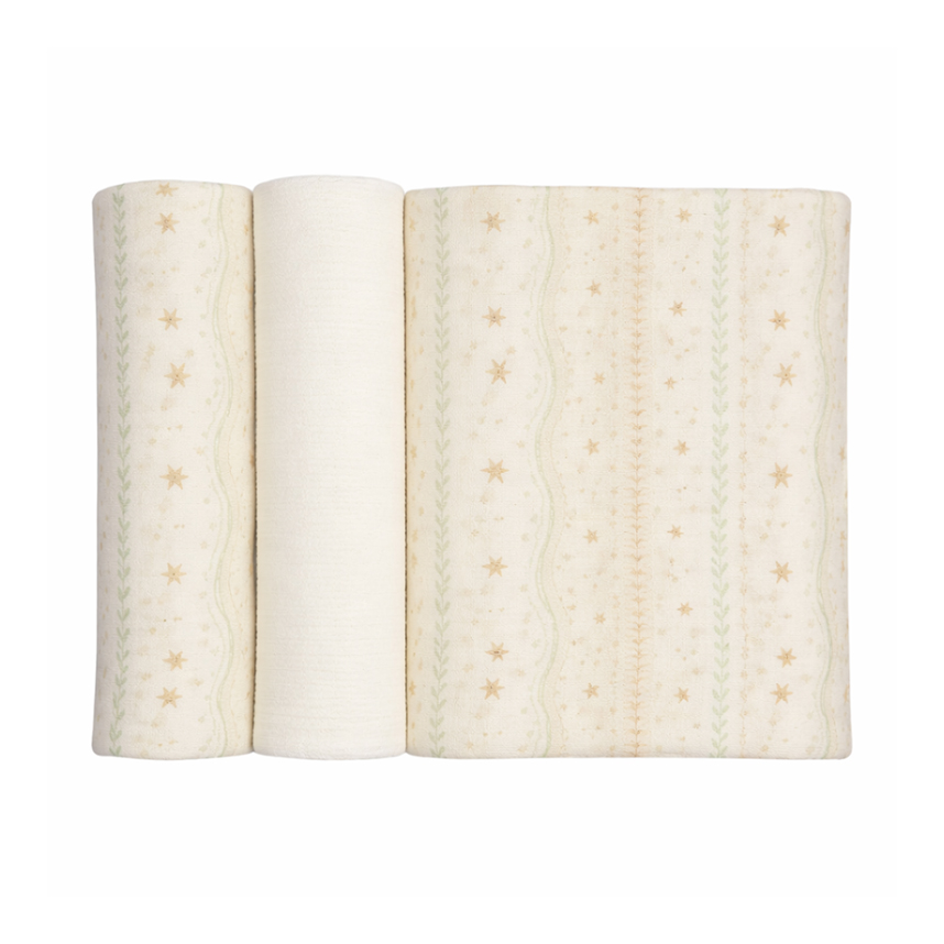 Cueiro Swaddle Bebê Papi Encantos Estampa Estrelas 3 Peças