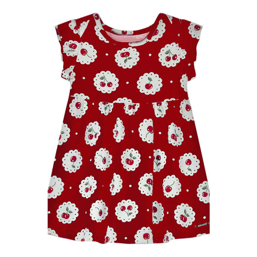 Vestido Bebê Alakazoo Manga Curta Estampa Cerejas