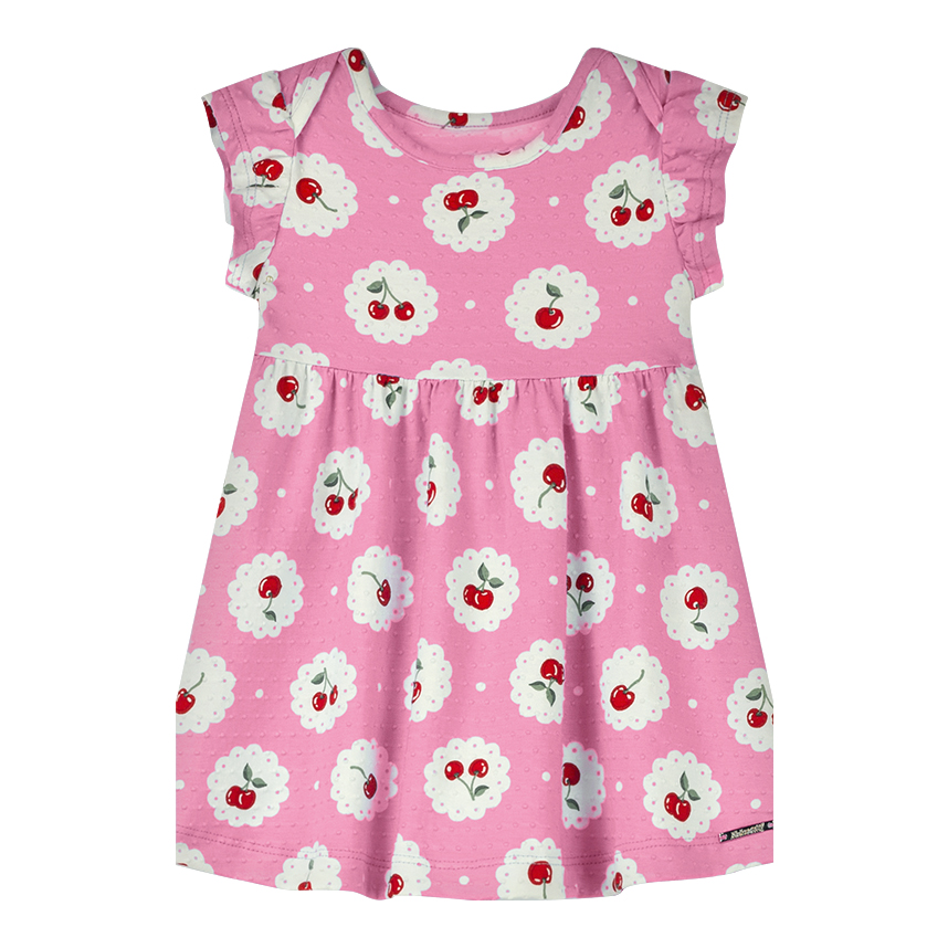 Vestido Bebê Alakazoo Manga Curta Estampa Cerejas