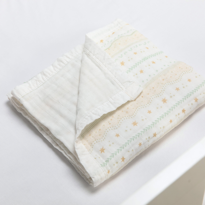 Manta Soft Bebê Papi Encantos Estampa Estrelas e Folhas