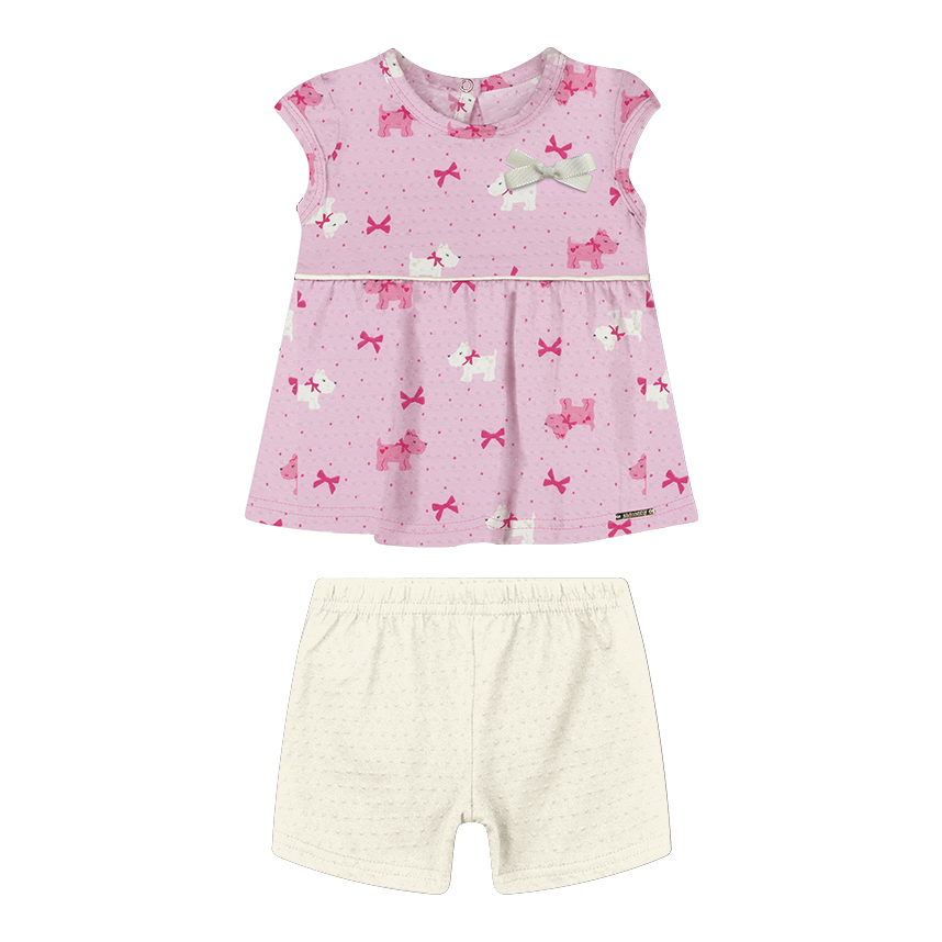 Conjunto Bebê Alakazoo Blusa Estampa Dog Laço e Short