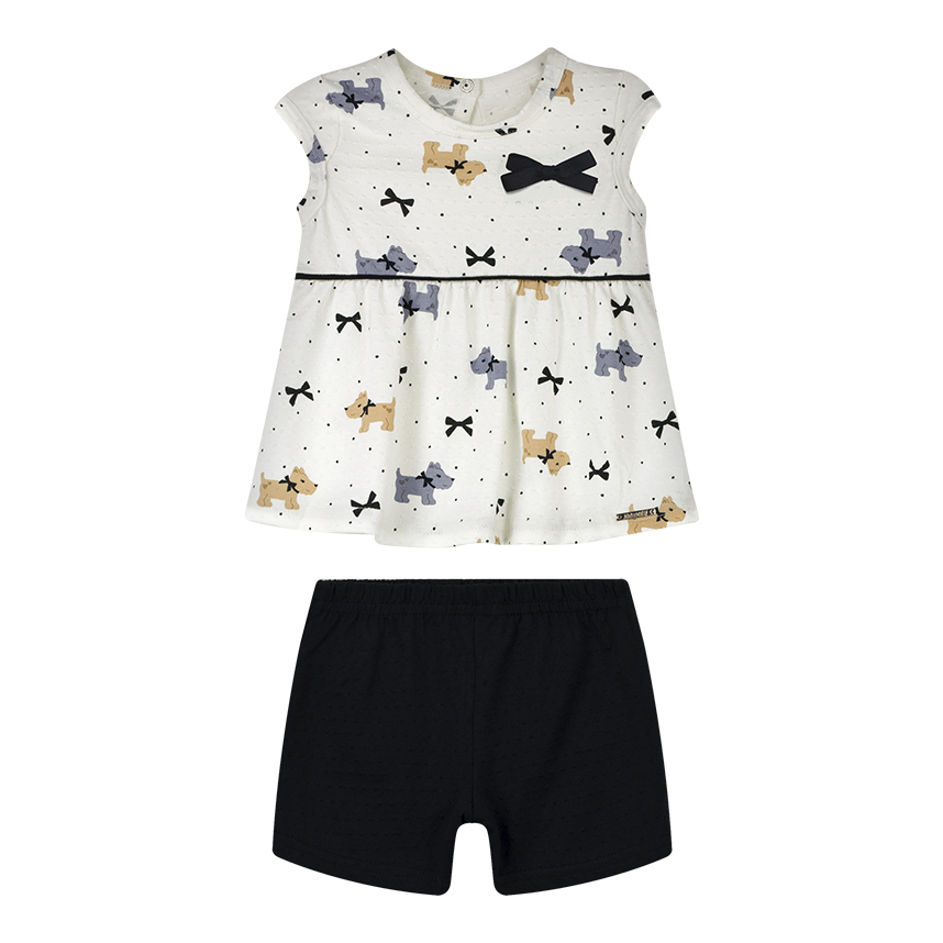 Conjunto Bebê Alakazoo Blusa Estampa Dog Laço e Short Conjunto Bebê Alakazoo Blusa Estampa Dog Laço e Short