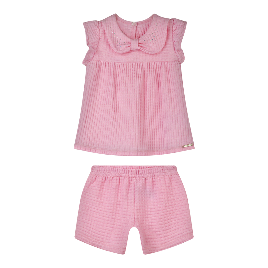 Conjunto Bebê Alakazoo Blusa Com Gola Laço E Short