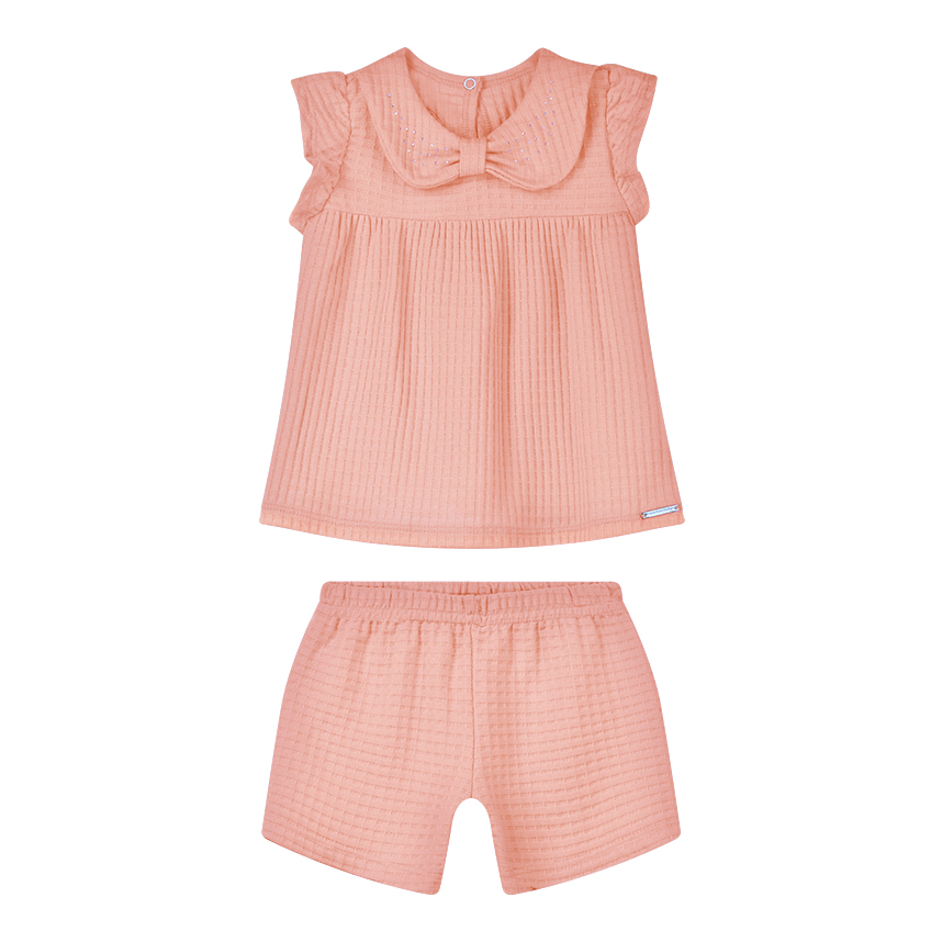 Conjunto Bebê Alakazoo Blusa Com Gola Laço E Short