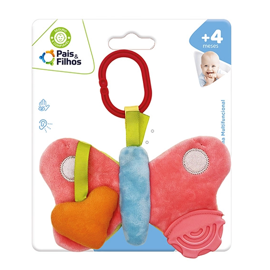 Chocalho Bebê Pais e Filhos Borboletinha Multifuncional