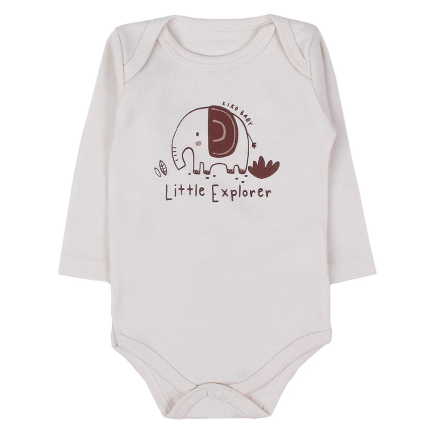 Kit Body Bebê Kiko Baby Manga Longa Safari 3 Peças