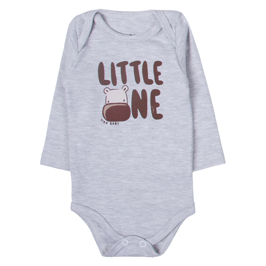 Kit Body Bebê Kiko Baby Manga Longa Estampa Safari 3 Peças