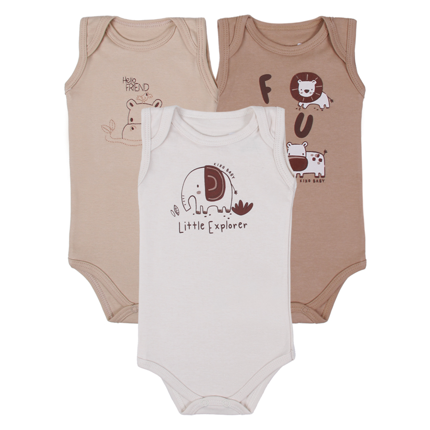 Kit Body Bebê Kiko Baby Regata Safari 3 Peças