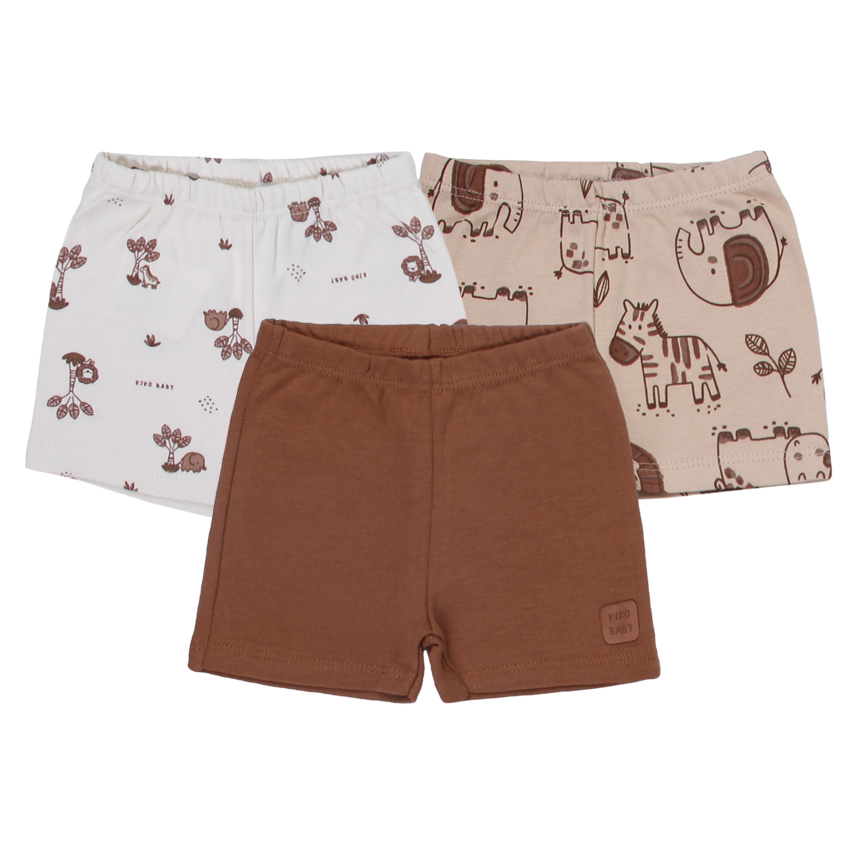 Kit Bermuda Bebê Kiko Baby Estampa Safari 3 Peças