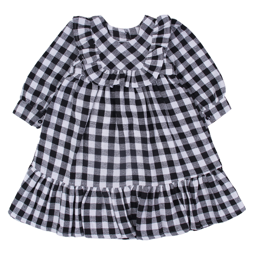 Vestido Infantil Color Girl Manga Longa Estampa Xadrez