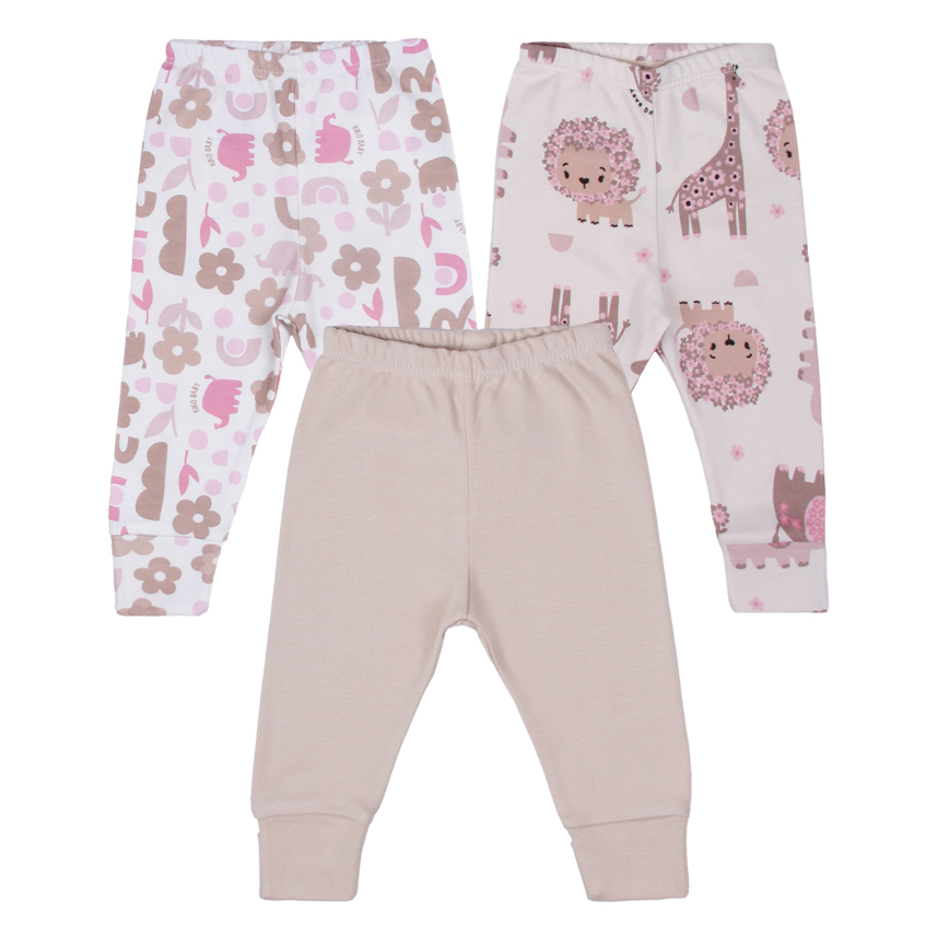 Kit Mijão Bebê Kiko Baby Estampa Safari e Flores 3 Peças
