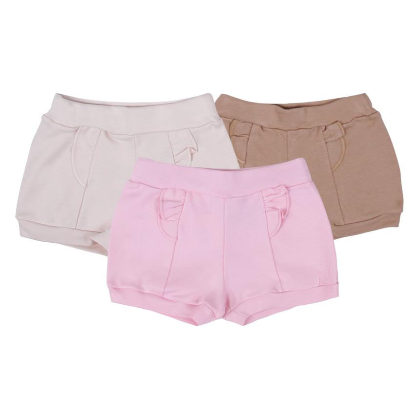 Kit Short Bebê Kiko Baby Em Suedine Liso 3 Peças