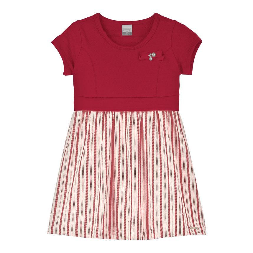 Vestido Infantil Alakazoo Manga Curta Marias Listras