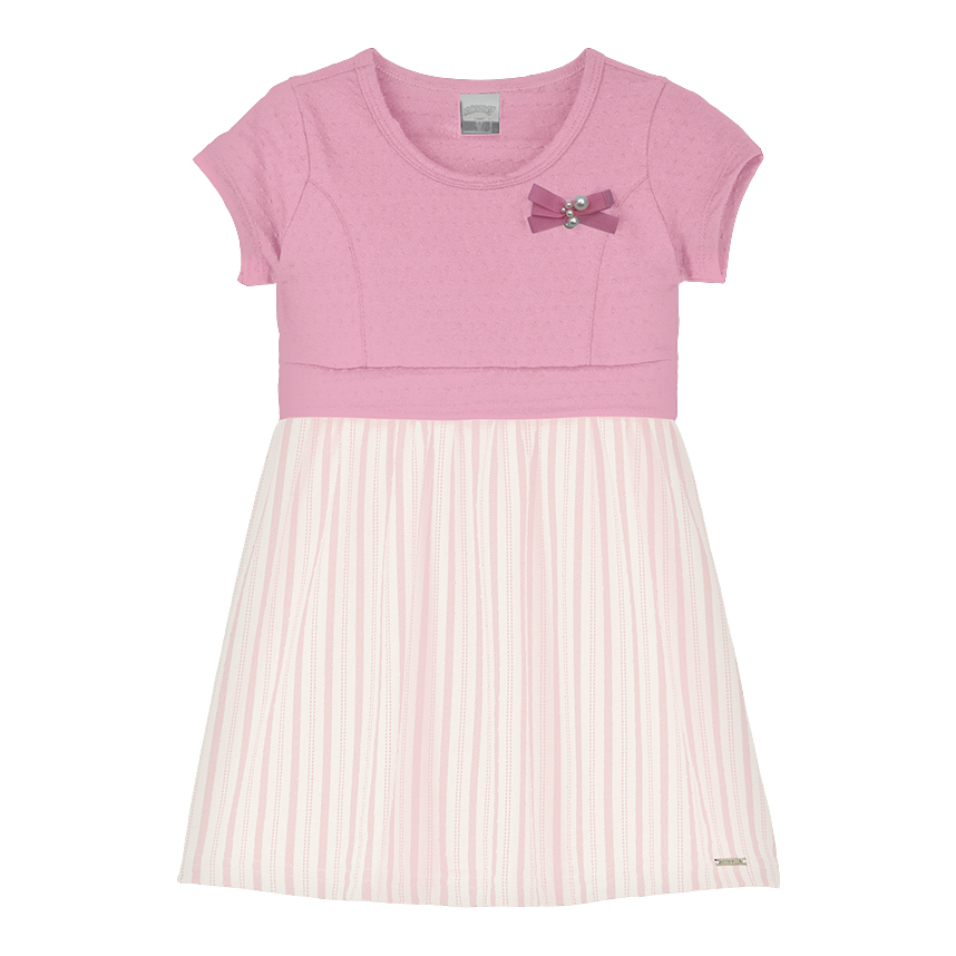Vestido Infantil Alakazoo Manga Curta Marias Listras