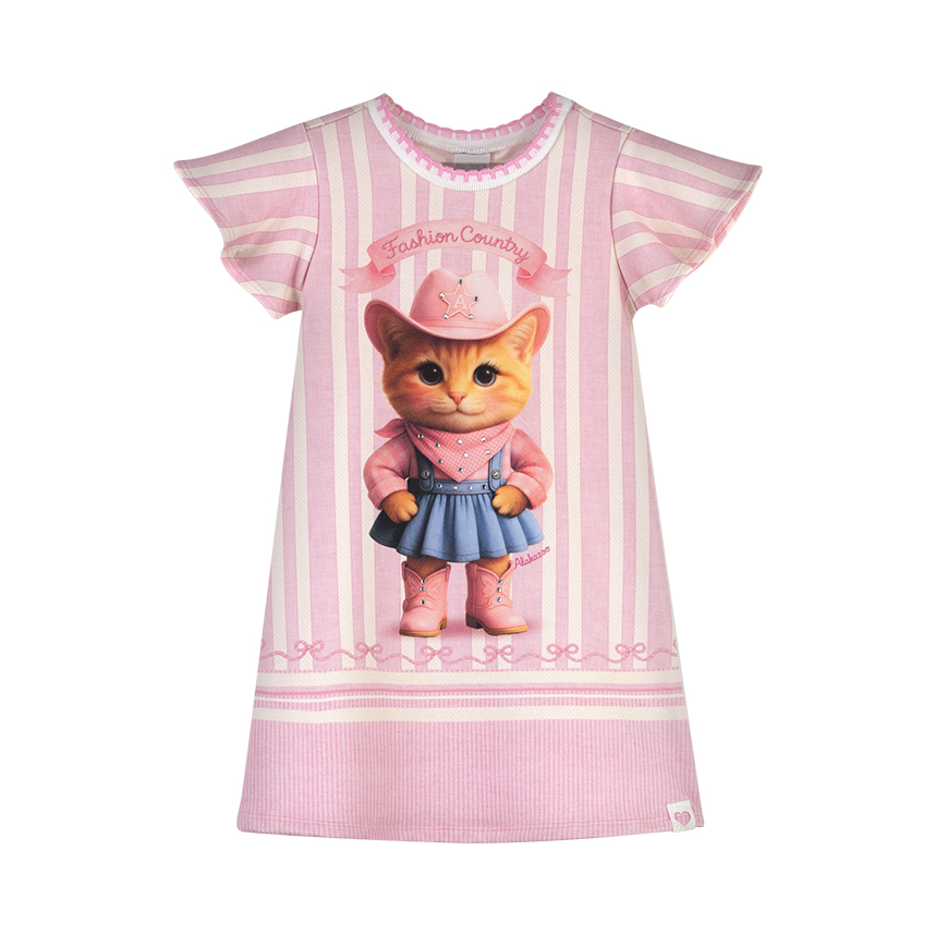 Vestido Infantil Alakazoo Manga Curta Estampa Diversas