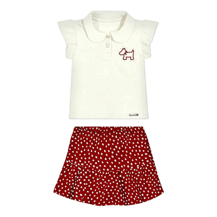 Conjunto Infantil Alakazoo Blusa Bordado  Cachorro Saia