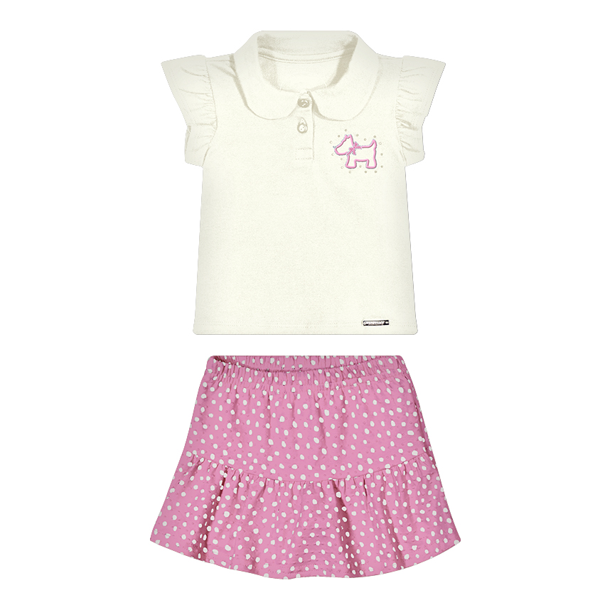 Conjunto Infantil Alakazoo Blusa Bordado  Cachorro Saia