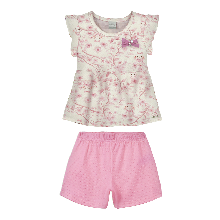 Conjunto Infantil Alakazoo Blusa Estampa Coelho E Short