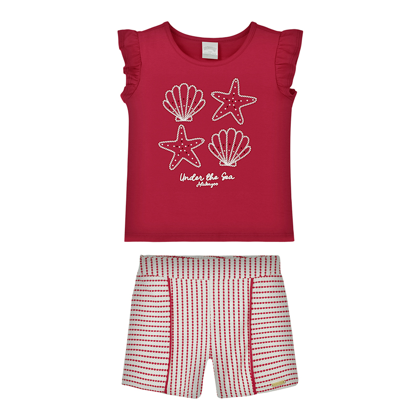 Conjunto Infantil Alakazoo Blusa Concha E Short Listrado
