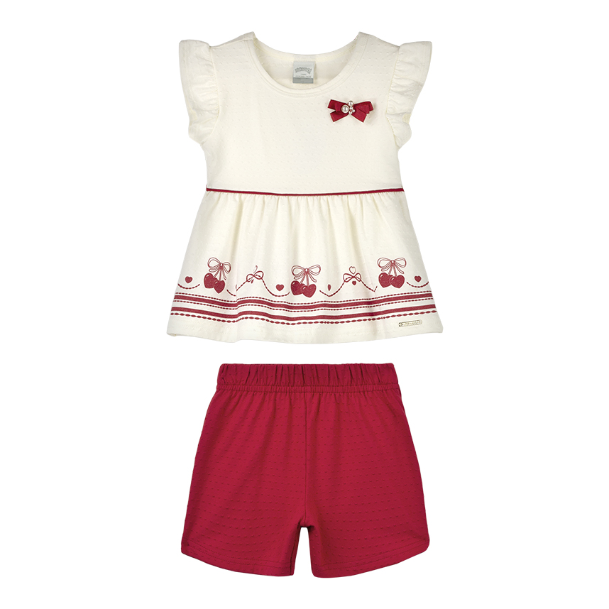 Conjunto Infantil Alakazoo Blusa Estampa Cereja E Short