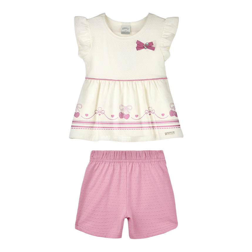 Conjunto Infantil Alakazoo Blusa Estampa Cereja E Short
