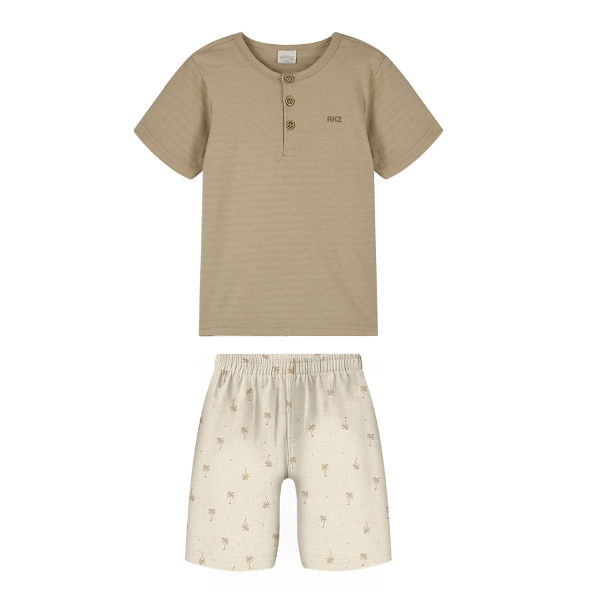Conjunto Infantil Alakazoo Camiseta Bordado E Bermuda Estampada