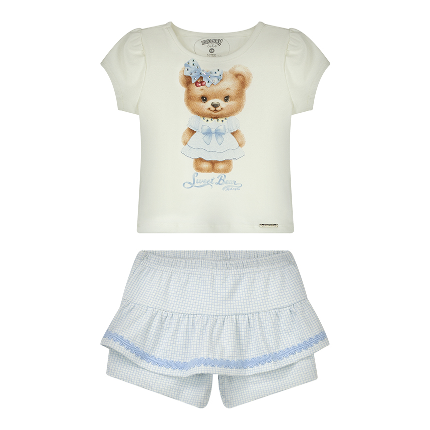 Conjunto Bebê Alakazoo Blusa Ursa Strass E Short Saia