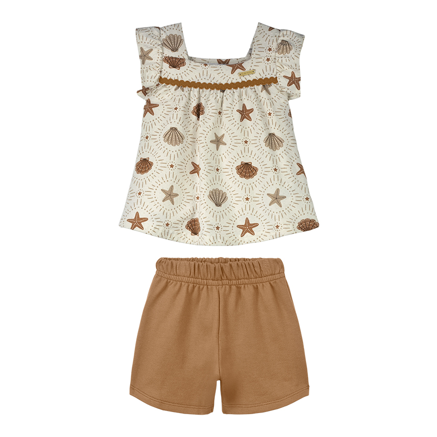 Conjunto Infantil Alakazoo Blusa Estampa Concha E Short
