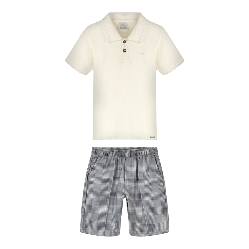 Conjunto Infantil Alakazoo Camiseta Polo Bordada E Bermuda