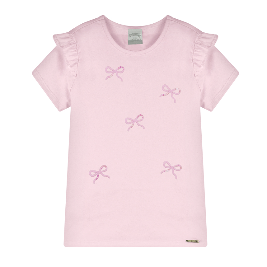 Blusa Infantil Alakazoo Manga Curta Bordado Laço