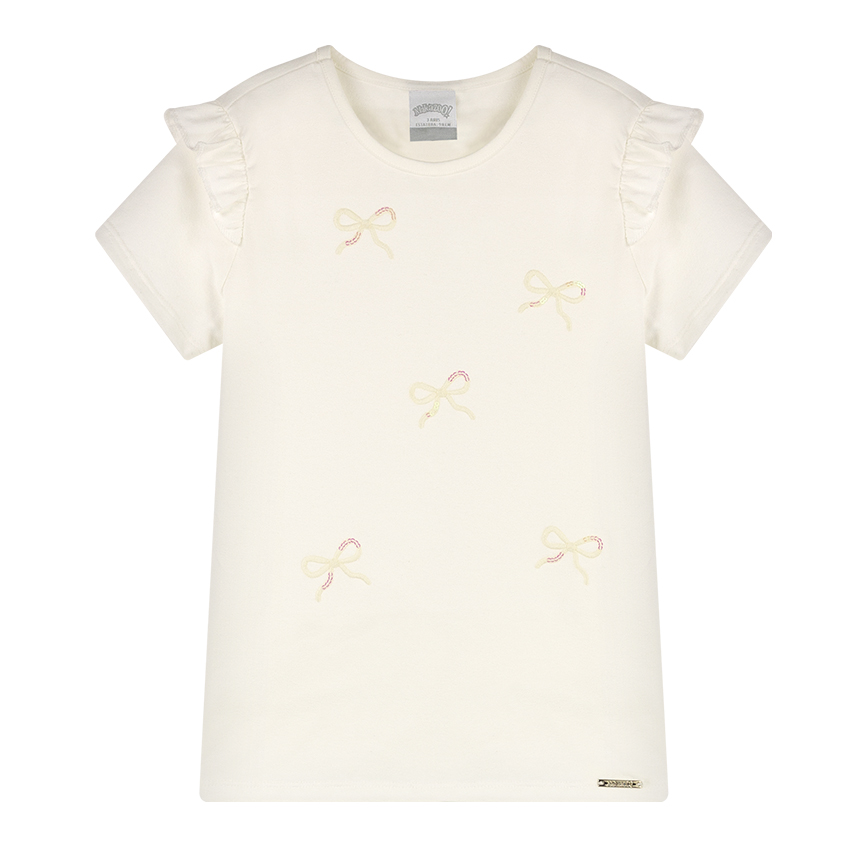 Blusa Infantil Alakazoo Manga Curta Bordado Laço