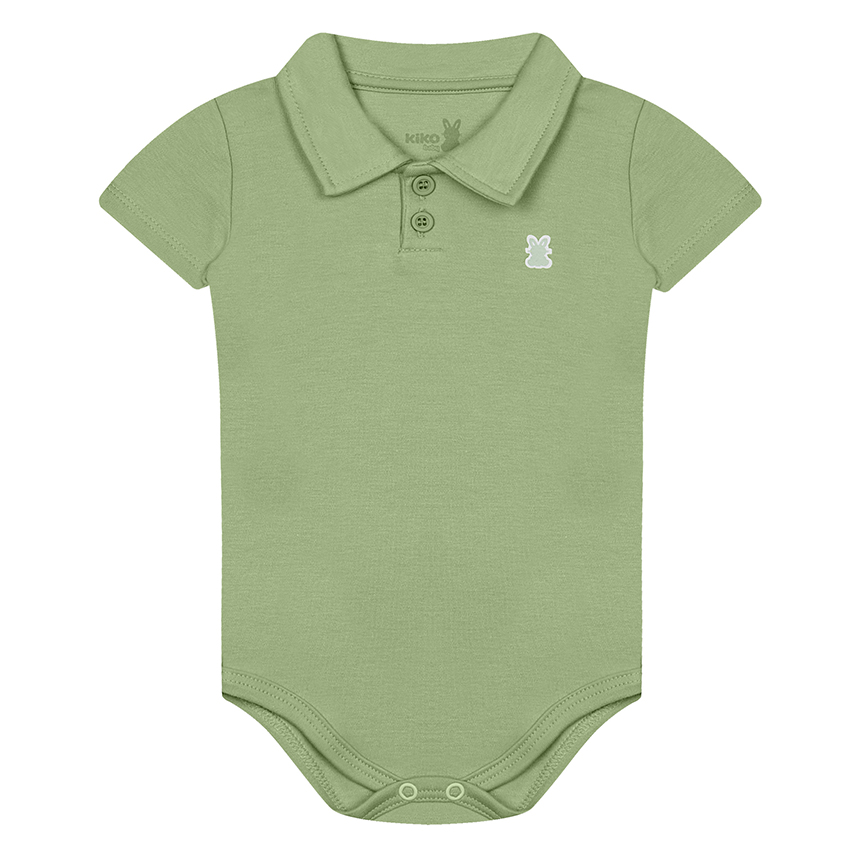 Body Bebê Kiko Baby Manga Curta Gola Polo Com Botões