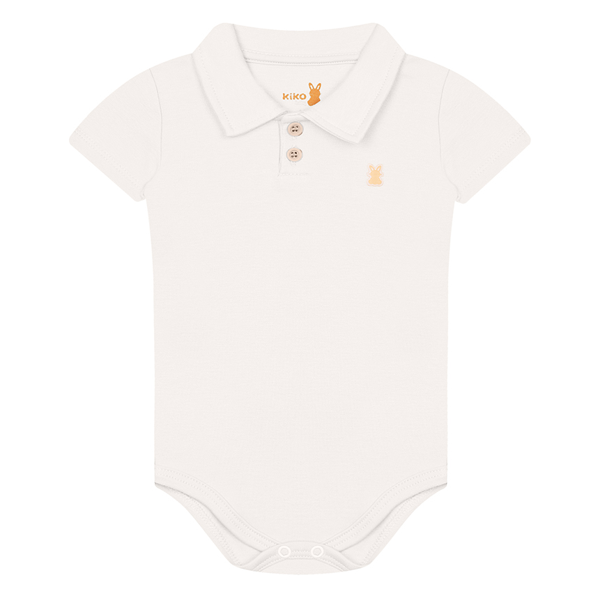 Body Bebê Kiko Baby Manga Curta Gola Polo Com Botões