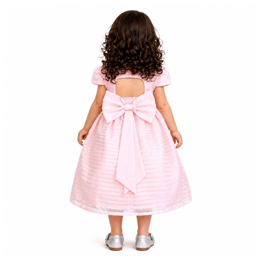 Vestido Infantil Cattai Manga Curta Bordado Borboletas