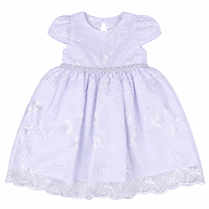 Vestido Infantil Cattai Manga Curta Renda Bordado