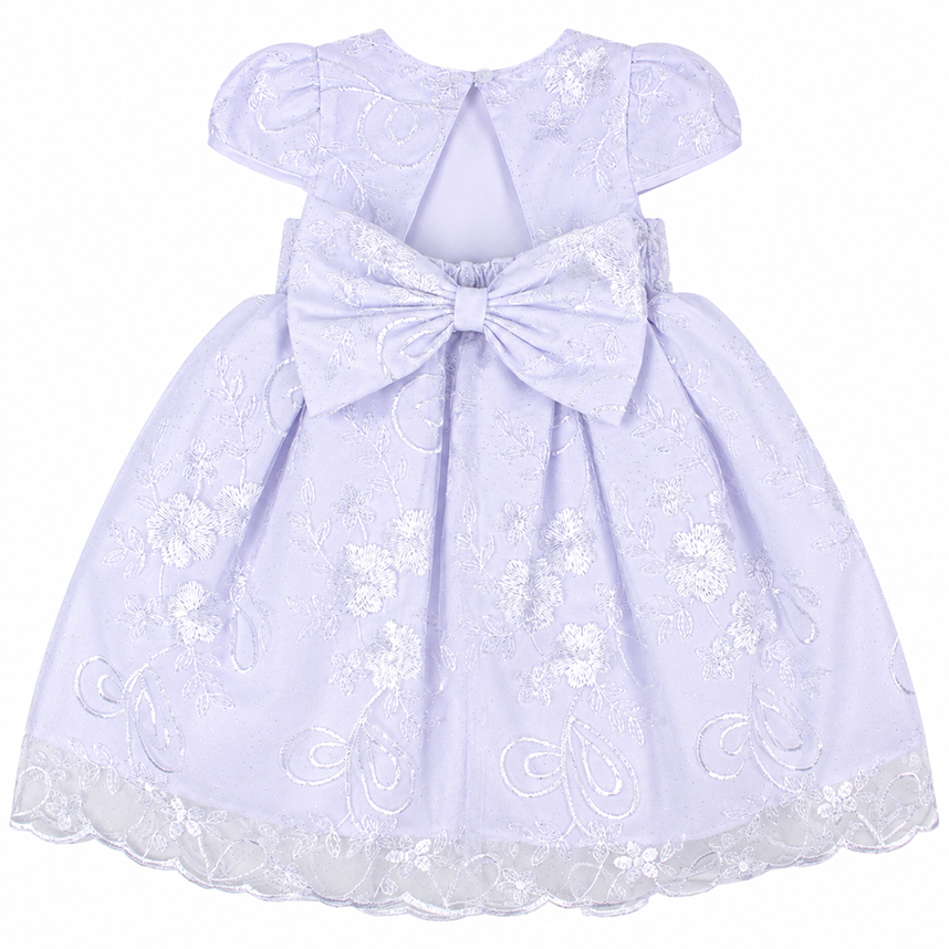 Vestido Infantil Cattai Manga Curta Renda Bordado