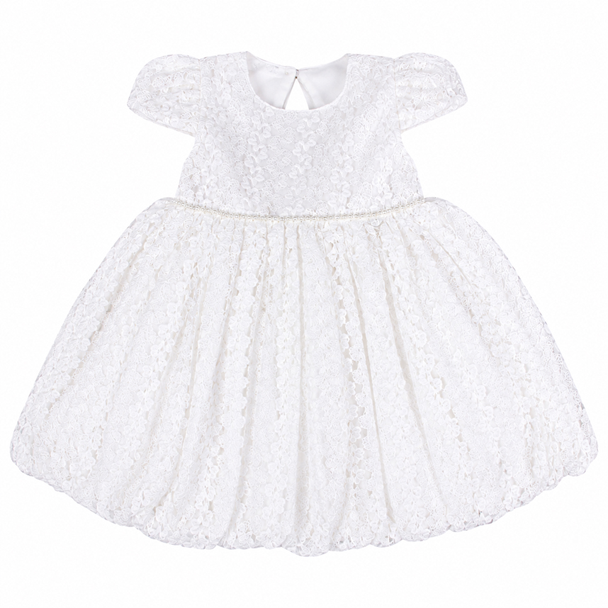 Vestido Infantil Cattai Manga Curta em Renda Balonê