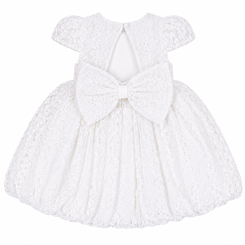 Vestido Infantil Cattai Manga Curta em Renda Balonê