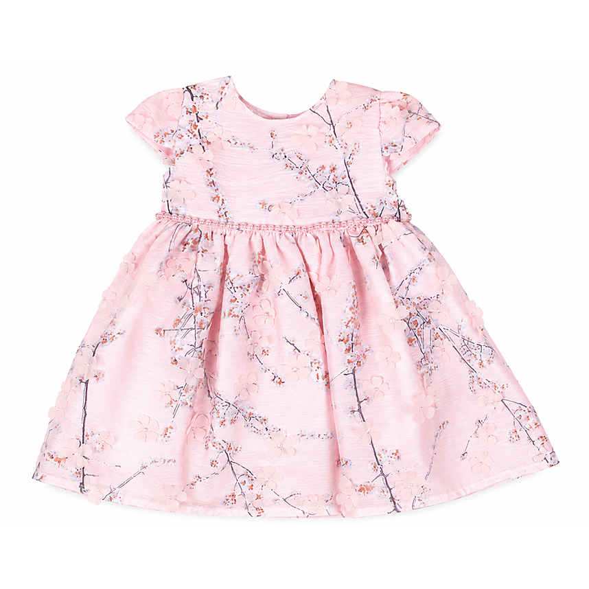 Vestido Bebê Cattai Estampado Com Aplique Flores 3D